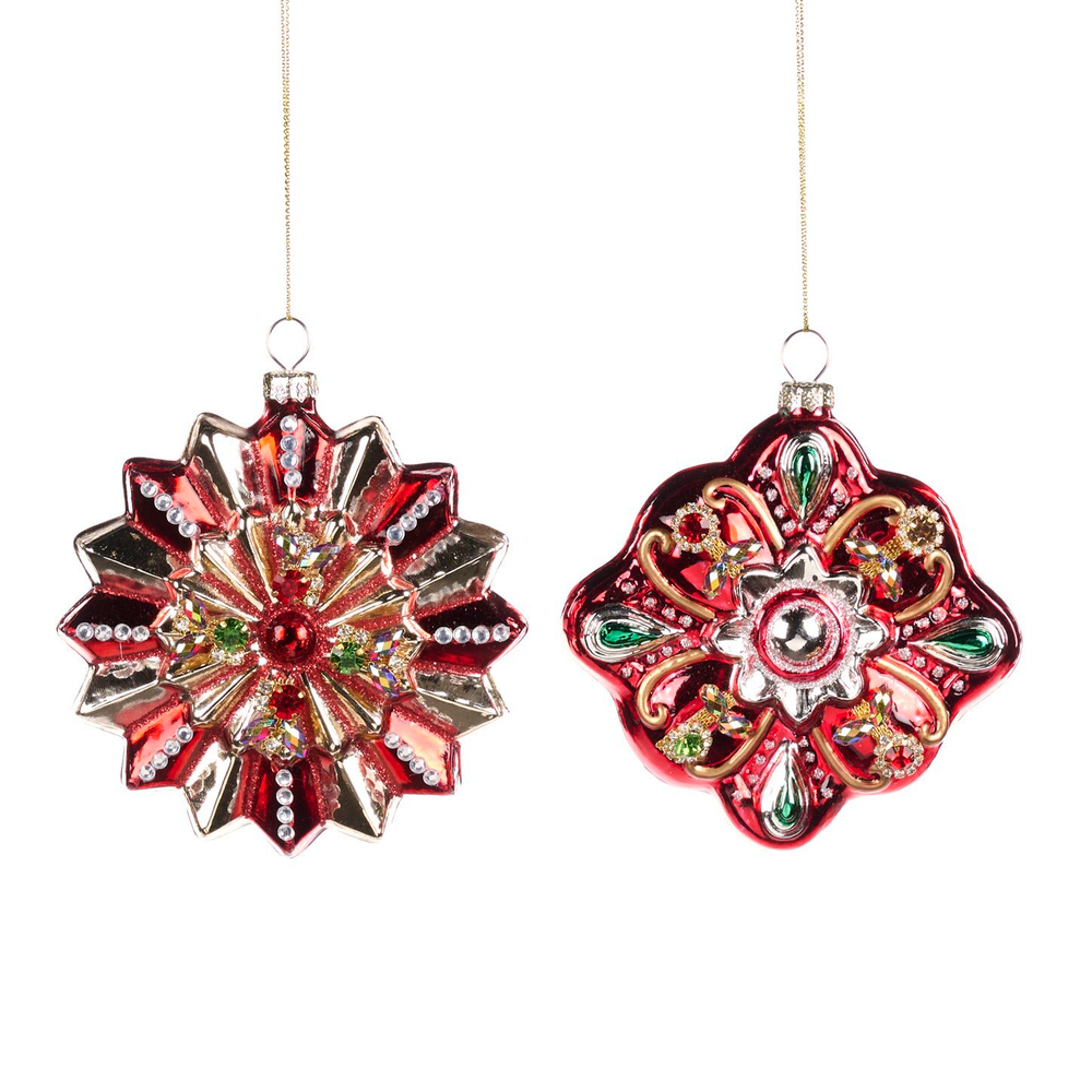 Набор елочных шаров Снежинка 2шт 12см Goodwill M&G красный с золотым