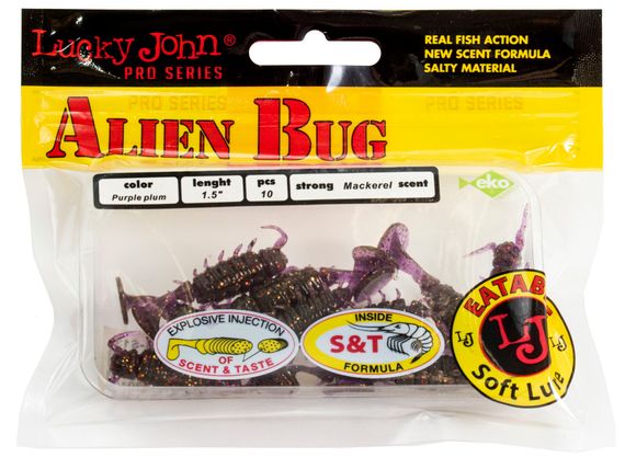 Виброхвосты съедобные LJ Pro Series ALIEN BUG 1,5in (3,81 см), цв. S13, 10 шт.