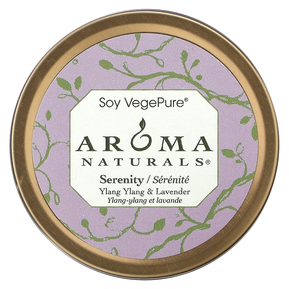 Aroma Naturals, Soy VegePure, свеча для путешествий, безмятежность, иланг-иланг и лаванда, 79,38 г (2,8 унции)