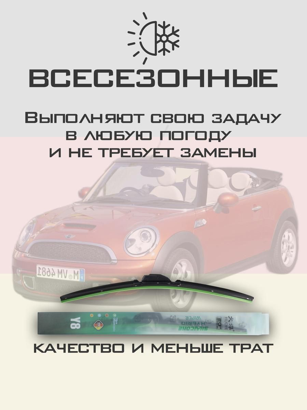 Щетки стеклоочистителя HUOYE Y8 450/475 мм на Mini Cabrio | Bayonet arm
