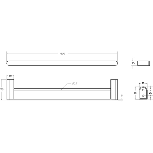 Полотенцедержатель Cezares Stylus STYLUS-THD-60-IN двойной Сатин
