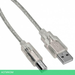 Кабель Buro USB2.0-AM/BM-Trans 1.8м прозрачный