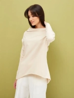 Лонгслив оверсайз с вырезом лодочка бежевый