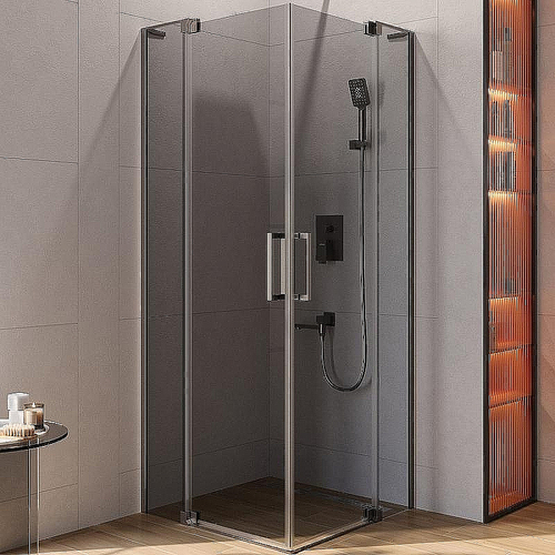 Душевой уголок Cezares Slider 90x90 A-2-80/90-GRIGIO-GM стекло серое/профиль матовая оружейная сталь