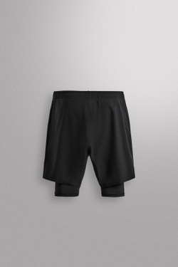 ZARA БАЗОВЫЕ СПОРТИВНЫЕ ШОРТЫ 2 В 1, ЧЕРНЫЙ