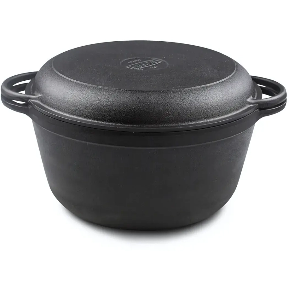 Кастрюля чугунная 4л с крышкой-сковородой чугунной, 22см Гардарика 1304-4