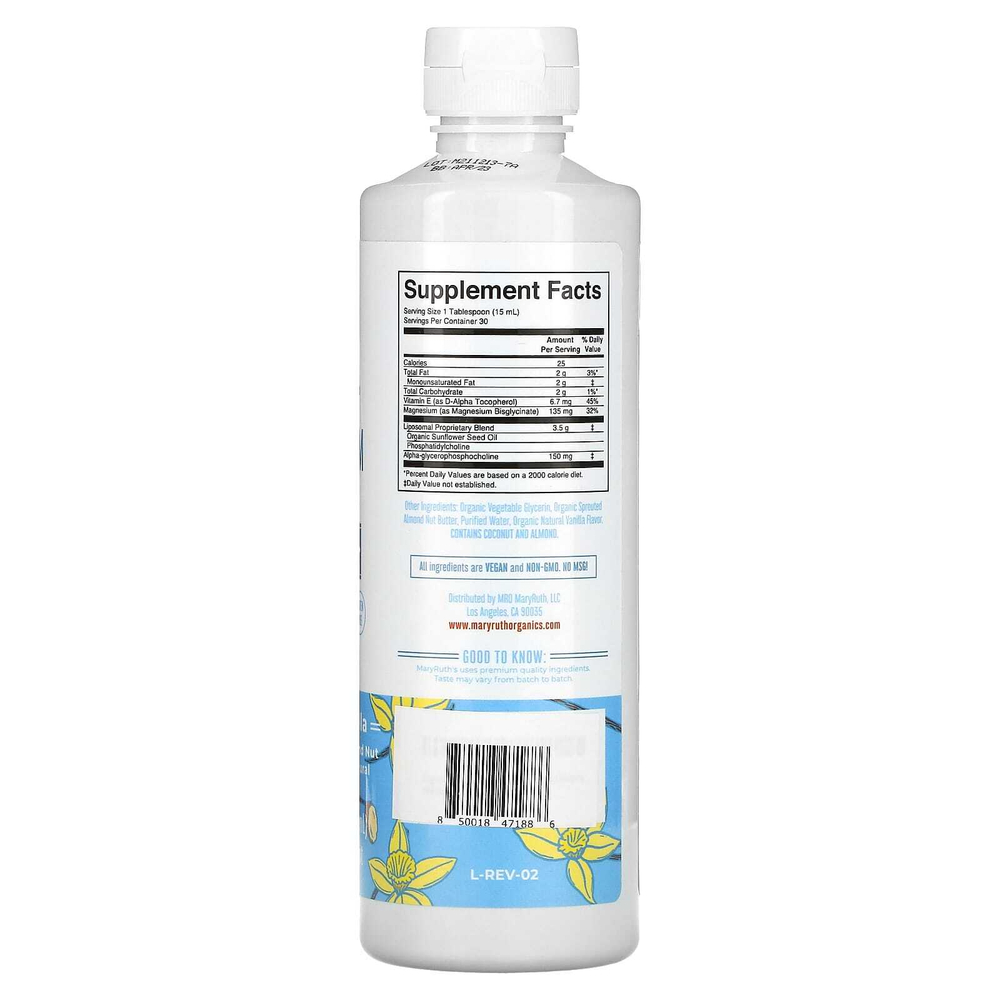MaryRuth's, Magnesium Calm Liposomal, миндаль и ваниль, 450 мл (15,22 жидк. унц.)