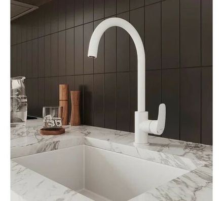 Смеситель для кухни, белый матовый, Rora, Milardo, RORWT0JM05
