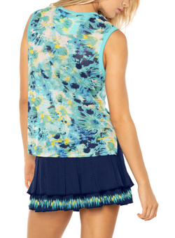 Женский топ теннисный Lucky in Love Peace Out High-Low Tank Women - opal/print