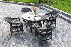 "Дольче" обеденная группа из искусственного ротанга, цвет графит