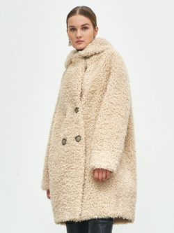 Шуба чебурашка тедди, светло-бежевая, Северина