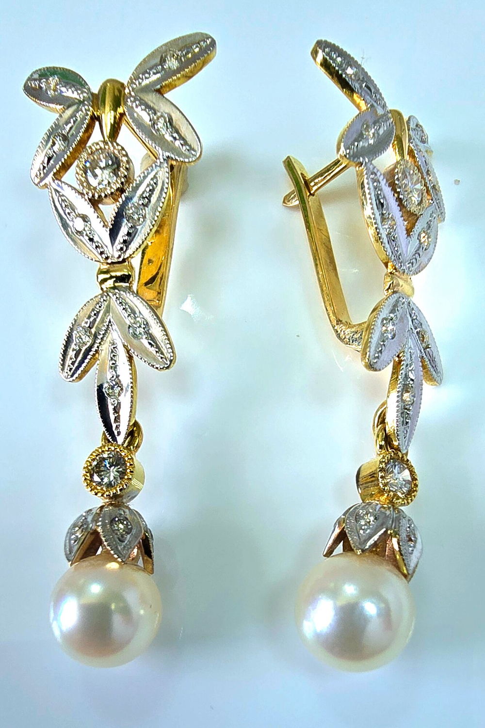 Серьги Эстерелла золото 750, жемчуг морской, бриллианты