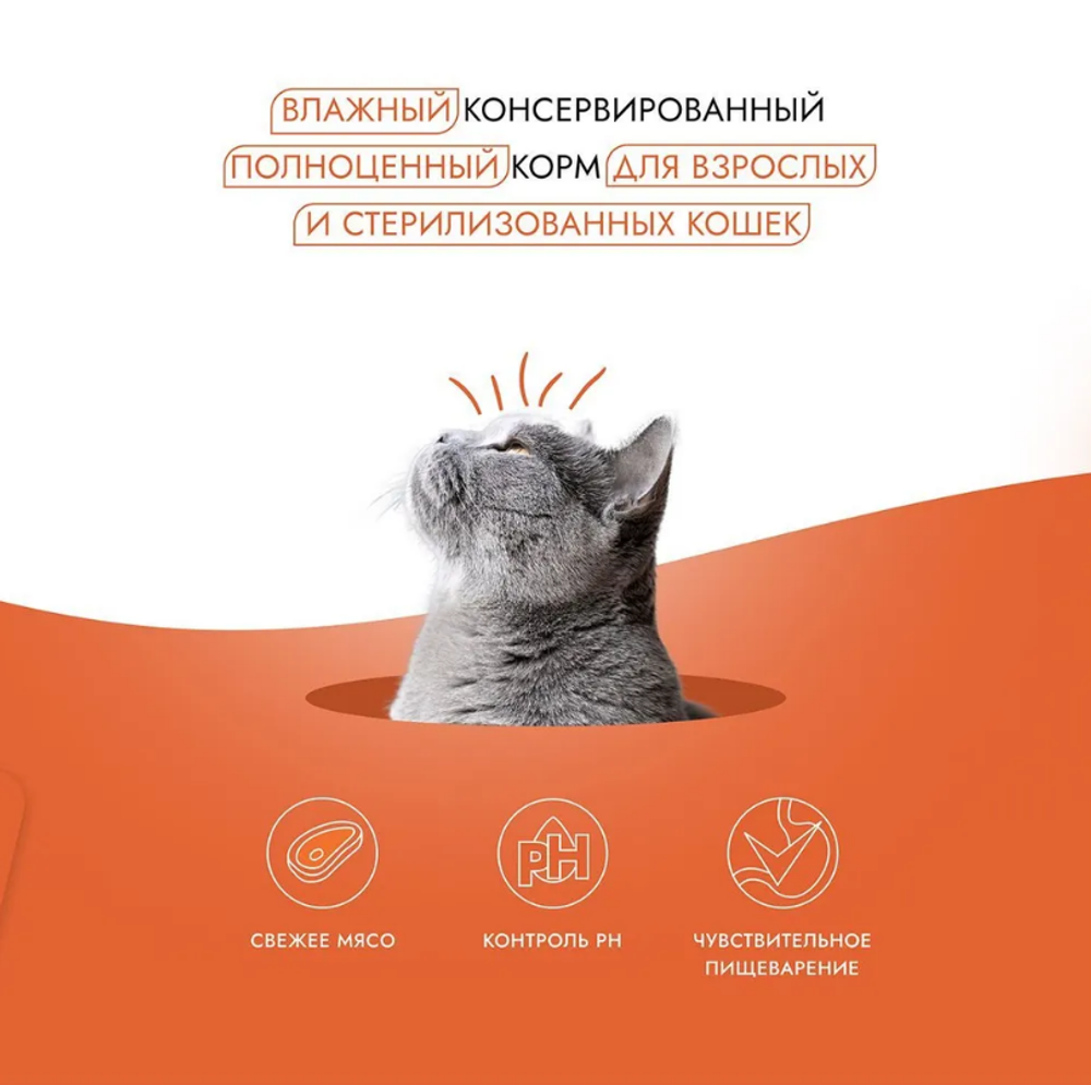 Влажный холистик корм для стерилизованных кошек Best Dinner Cat Holistic 0,075кг курица и горбуша в желе. 6 упаковок