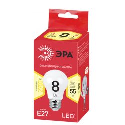 Лампочка светодиодная ЭРА RED LINE ECO LED A55-8W-827-E27 E27 / Е27 8Вт груша теплый белый свет