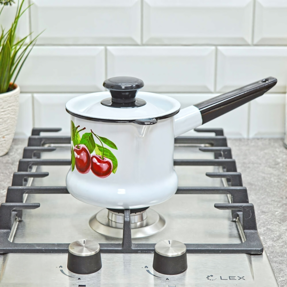 Ковш 1л с крышкой с рисунком