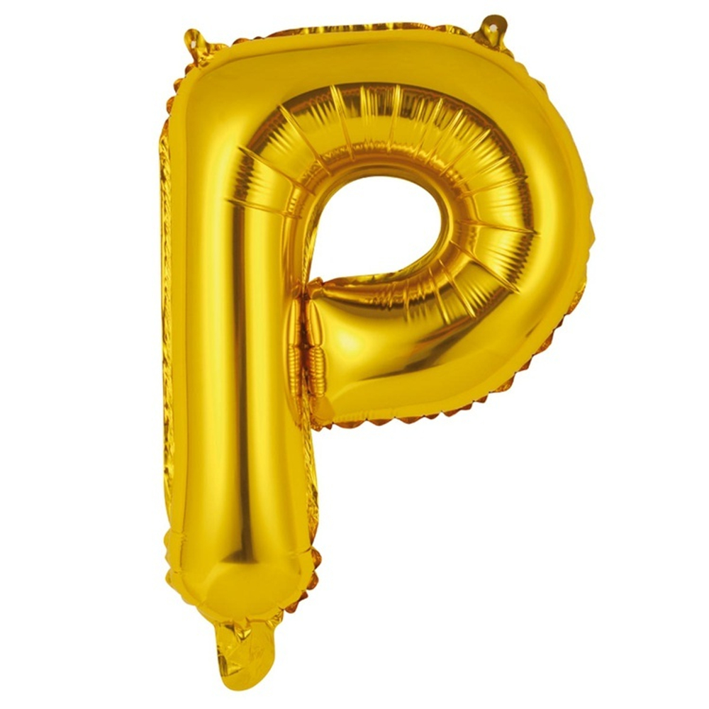 Фольгированная фигура, Буква Р 35 см Gold
