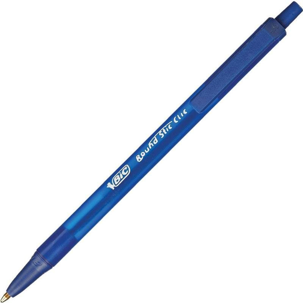 Ручка шариковая автоматическая BiC Round Stic Clic, масляная, синяя, 0,4 мм