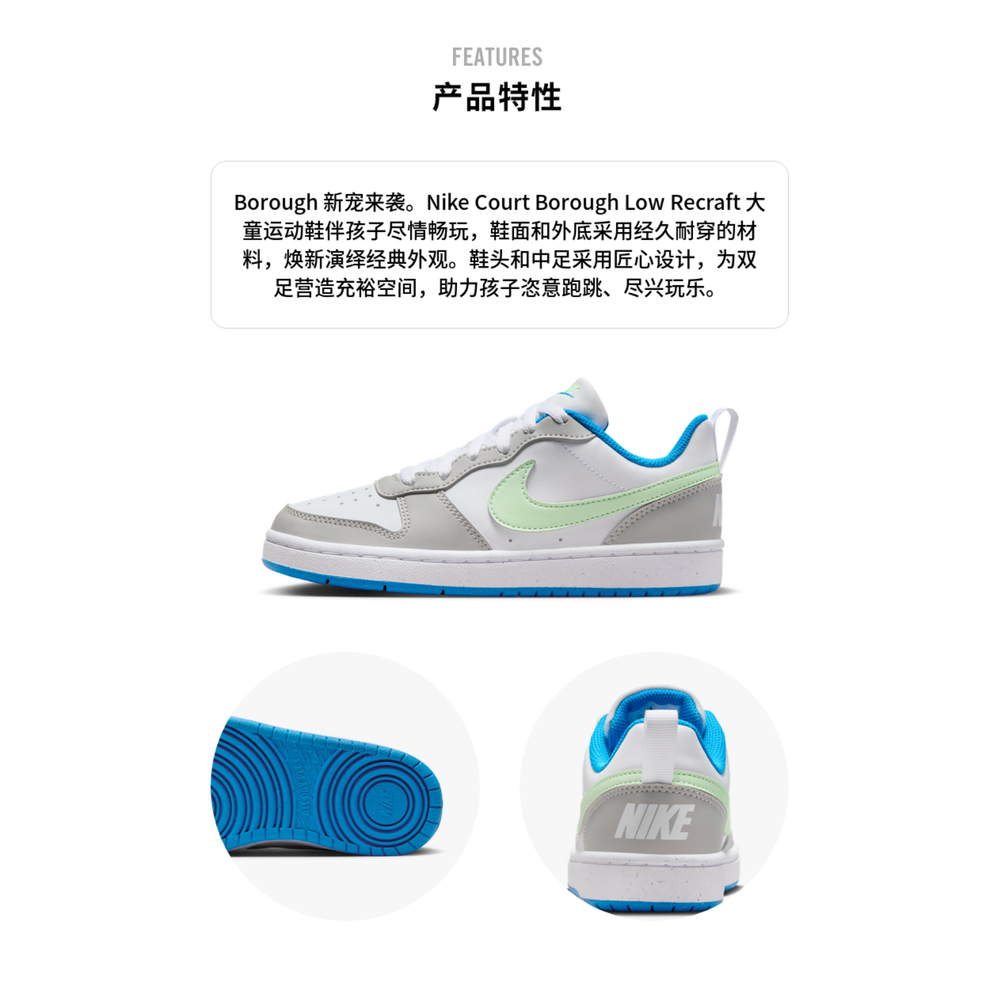 Женские кроссовки Nike Court Borough Low Recraft 'Light Iron Blue Green' DV5456-005