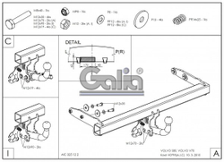 Фаркоп оцинкованный Galia V079C для Volvo S80 2006-2010, Volvo V70 2007-2016(паспорт и сертификат в комплекте)(без электрики)