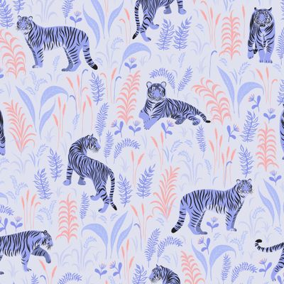 Лавандовые тигры на фоне растений (Дизайнер Irina Skaska)