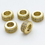 Бусина Milano LUX, цвет золото, фианиты, размер 8*4 мм, цена за 1 шт