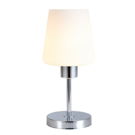 Настольный светильник 1х60Вт Е27, металл/стекло, хром/белый