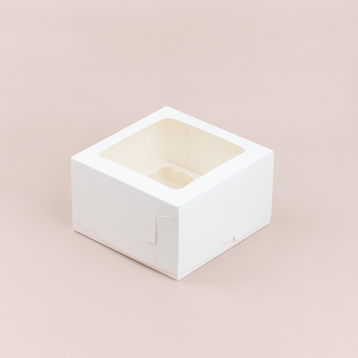 Коробка для 4 капкейков с квадратным окном 160*160*95 мм