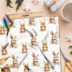 Ткань премиум флис милые зайчата