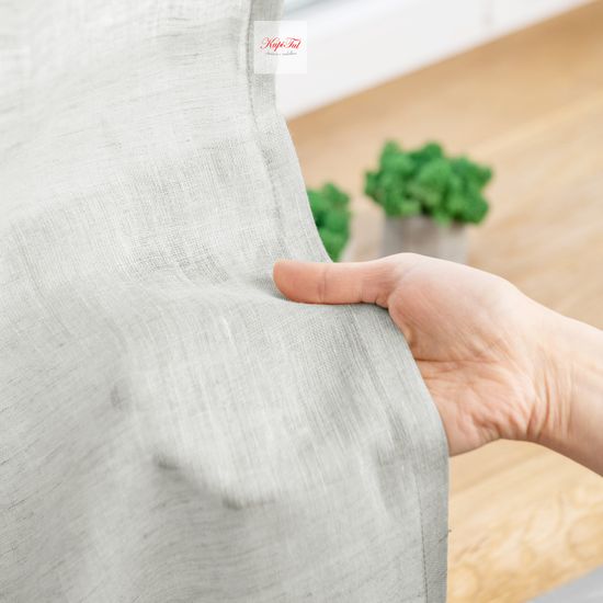 Длинные шторы под лён Селинен (светло-серый)