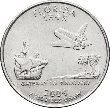 25 центов (1/4 доллара, квотер) 2004 США «Штат Флорида» (P)