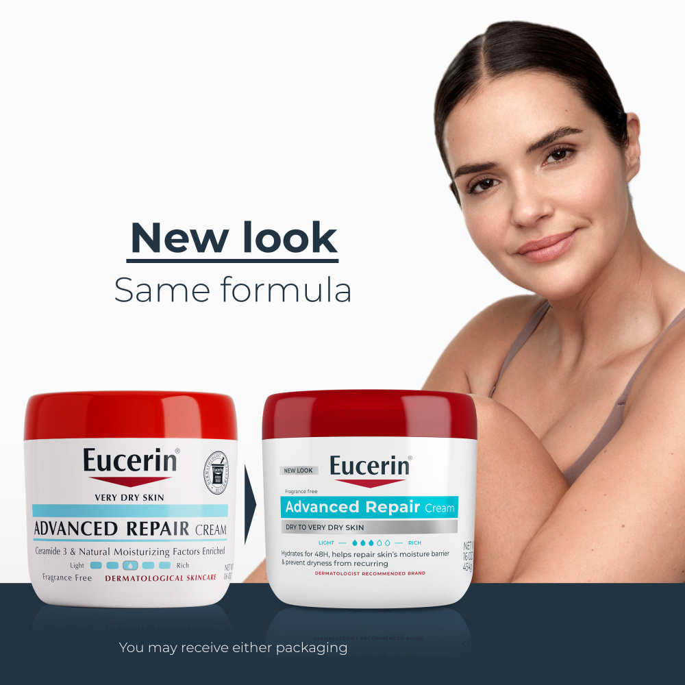 Eucerin, крем для интенсивного восстановления, для сухой и очень сухой кожи, без отдушек, 454 г (16 унций)