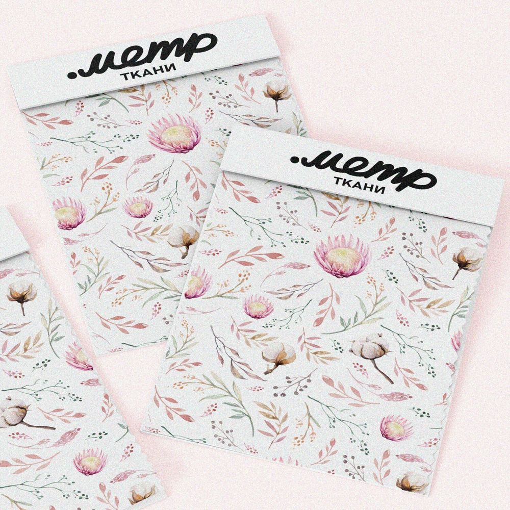 Ткань шифон ботанический рисунок