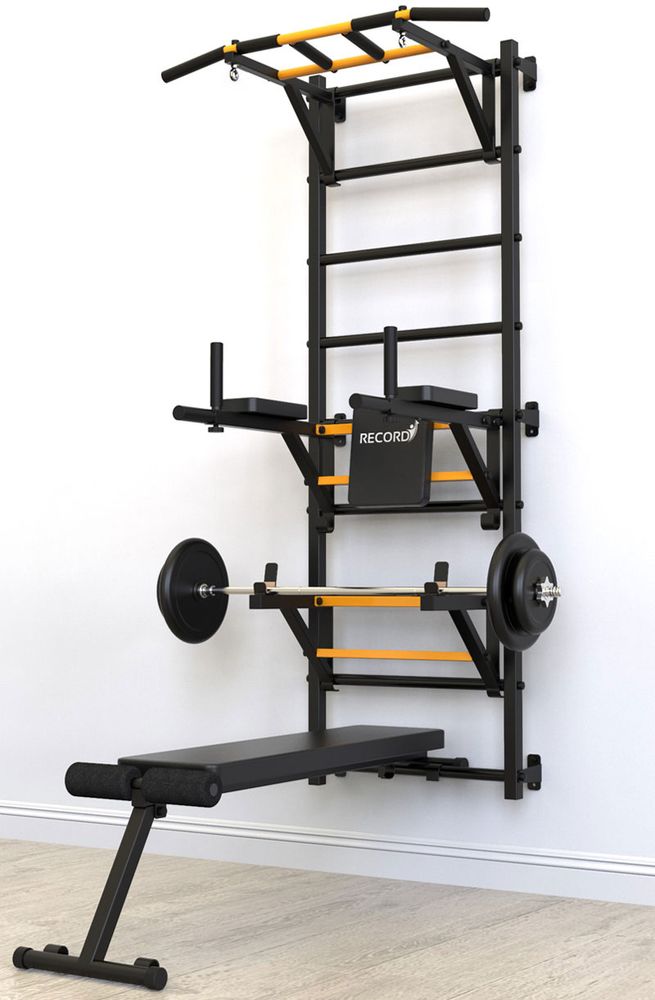 Шведская стенка Record X, без опоры, турник Классик, черный (X4)