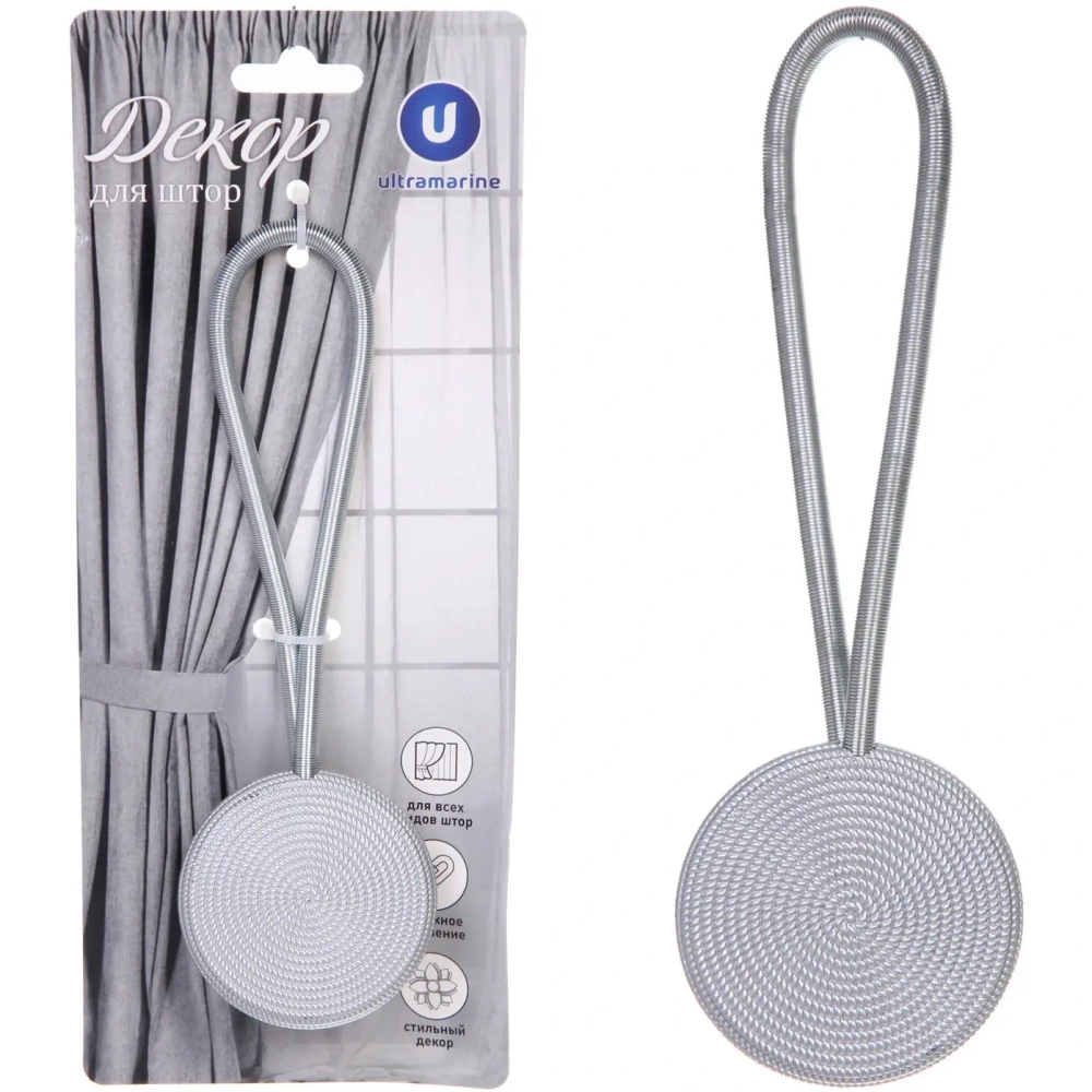 Подхват для штор на магните «Бесконечность серебро» 6см S1801