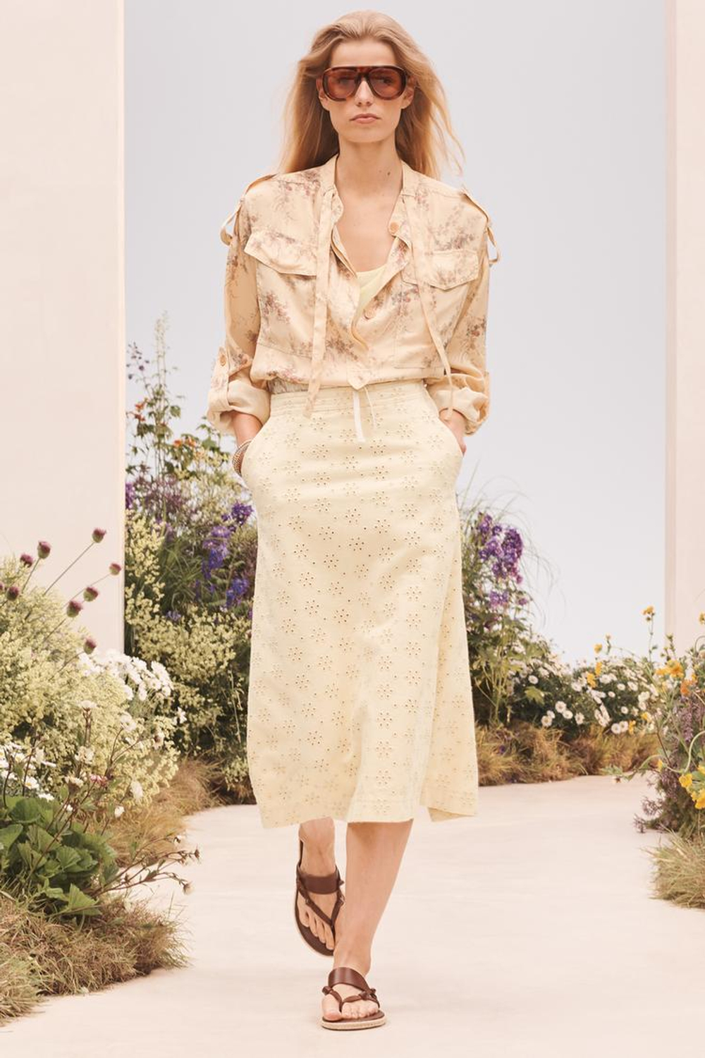 ZARA ЮБКА МИДИ ИЗ 100% ХЛОПКА, ПАСТЕЛЬНО-ЖЕЛТЫЙ