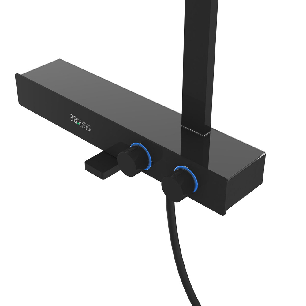 Душевая стойка Vincea Inspire VSFS-3I13TMB термостатическая с изливом, черный