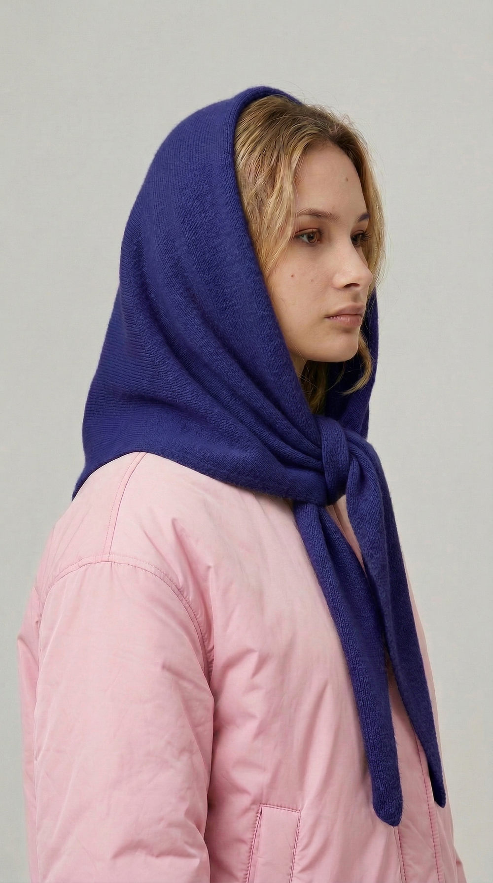 Оренбургский платок-косынка К501-27 темно-синий