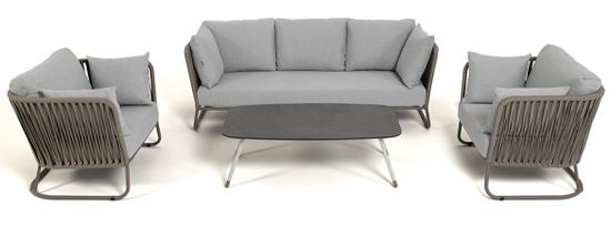 "Багамы" лаунж-зона 5-местная плетеная из роупа (веревки), каркас алюминиевый бежево-серый, роуп серо-коричневый