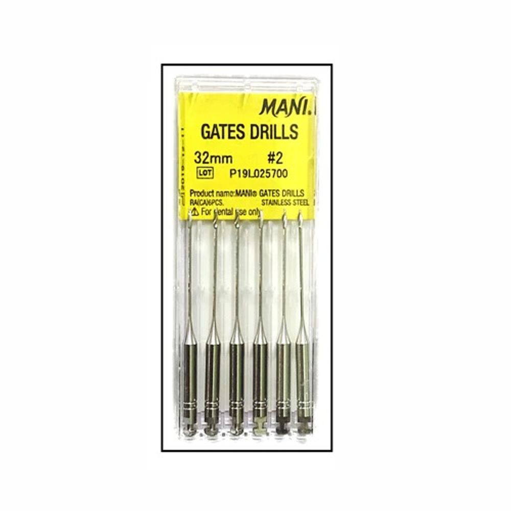 Gates Drills №2 (32мм) Mani Гейтс Дриллс (6шт.) Мани, развертка для вскрытия устья канала