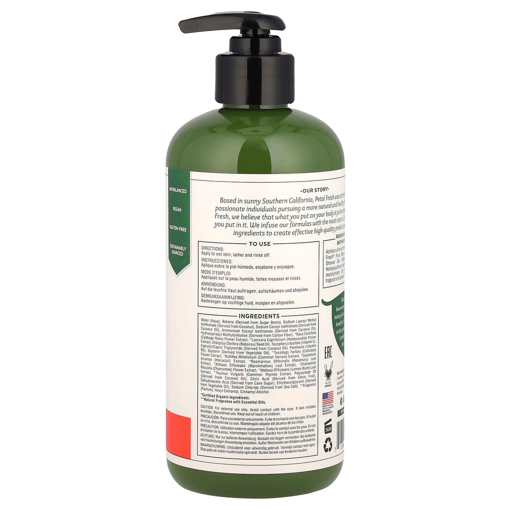 Petal Fresh, Смягчающий гель для ванны и душа, роза и жимолость, 475 мл (16 жидк. унц.)