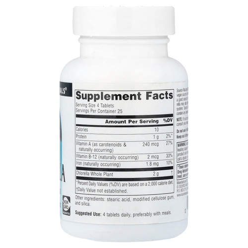 Source Naturals, хлорелла, 500 мг, 100 таблеток