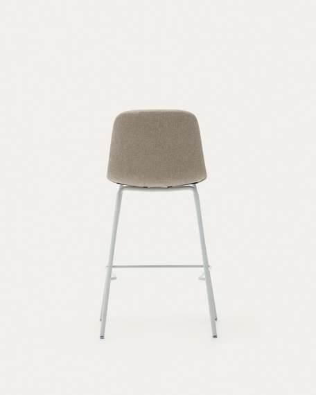 Полубарный стул Zunilda, бежевый с белыми ножками