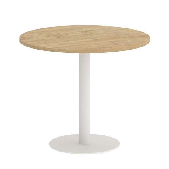 Onix Direct Стол круглый O.SPRG-1 Тиквуд Светлый/Металл Белый 900*900*750