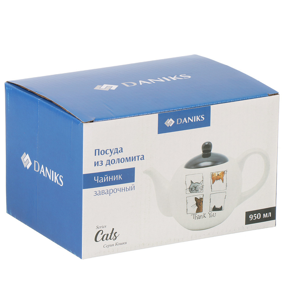 Чайник заварочный доломит, 0.95 л, Daniks, Cats