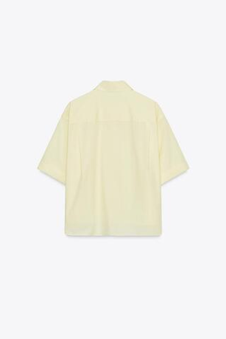ZARA РУБАШКА ИЗ ПОПЛИНА С КАРМАНОМ, ЖЕЛТЫЙ