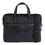 CALVIN KLEIN Polyurethane Portable One Shoulder Crossbody Laptop Bag Men"s Black Pebble