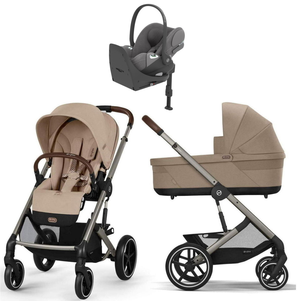 Коляска Cybex Balios S Lux TPE complete Cloud T Mirage Grey Plus Base T 4 в 1 Almond Beige с дождевиками