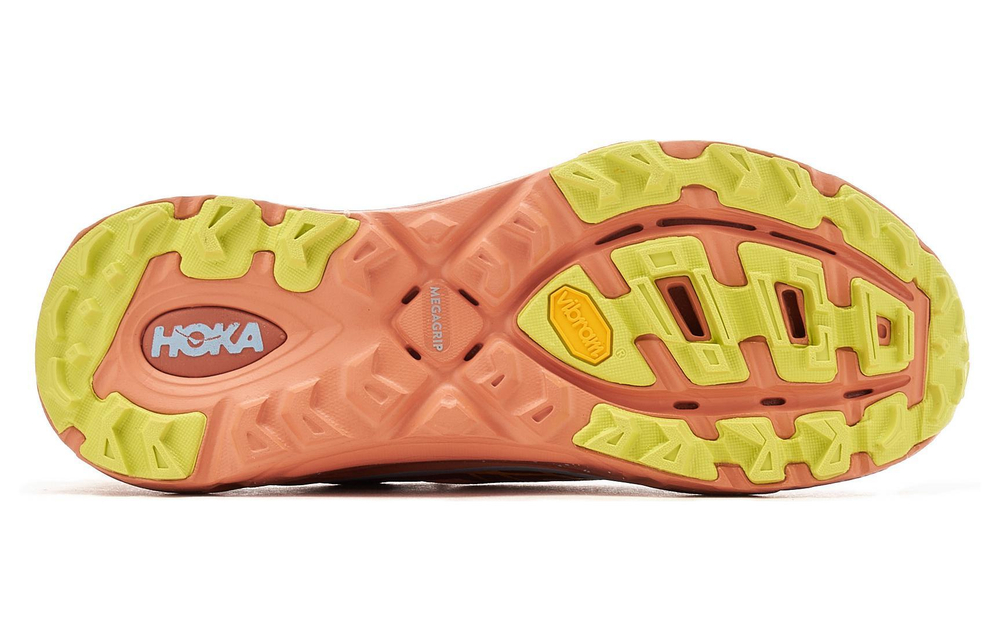 HOKA ONE ONE Mafate Speed 2 outdoor comfortable sports fabric synthetic leather shock absorption non-slip wear-resistant low-top cross-country running shoes men's orange yellow