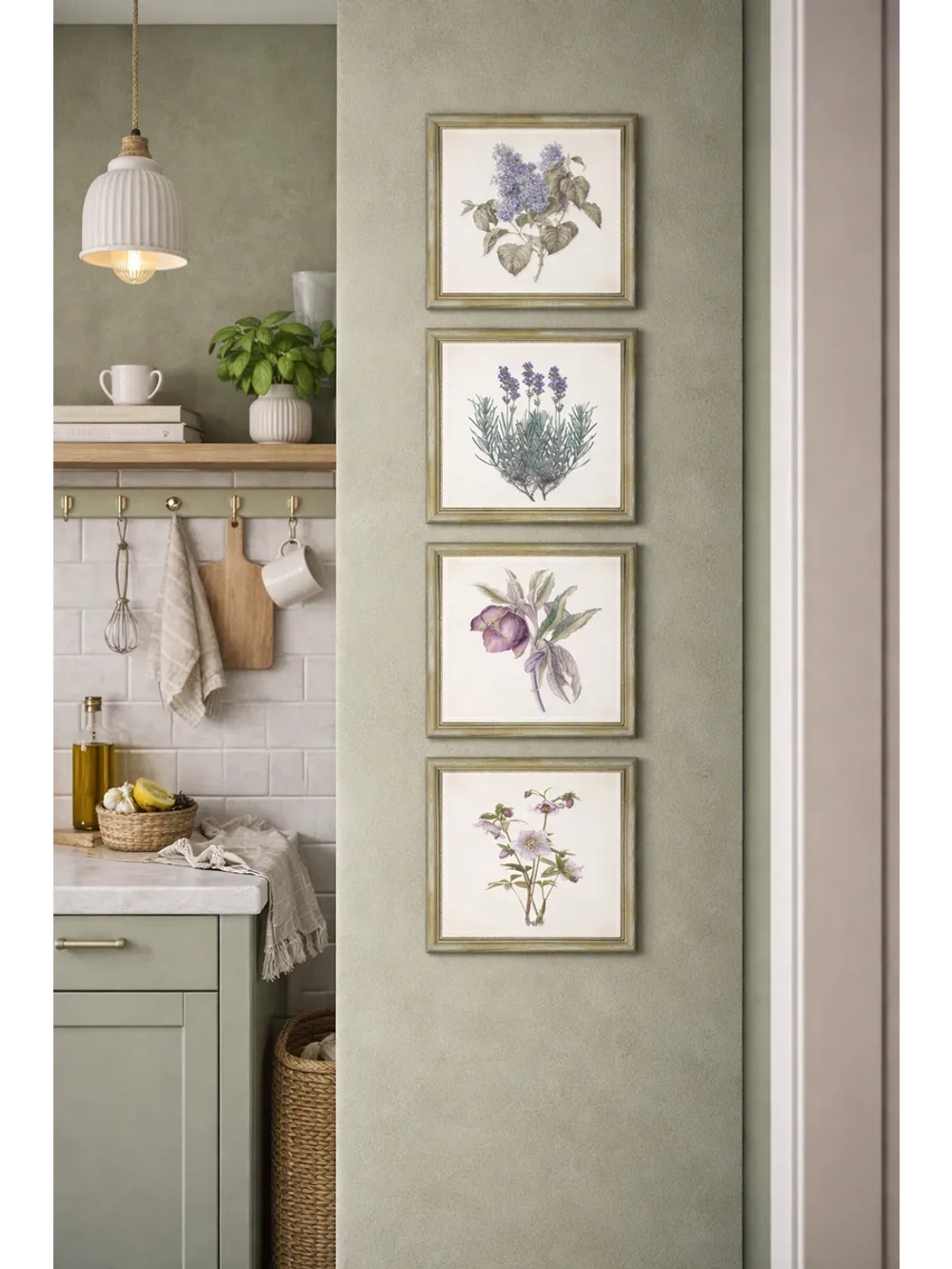 Набор из 4х картин для гостиной, кухни 23*23 см