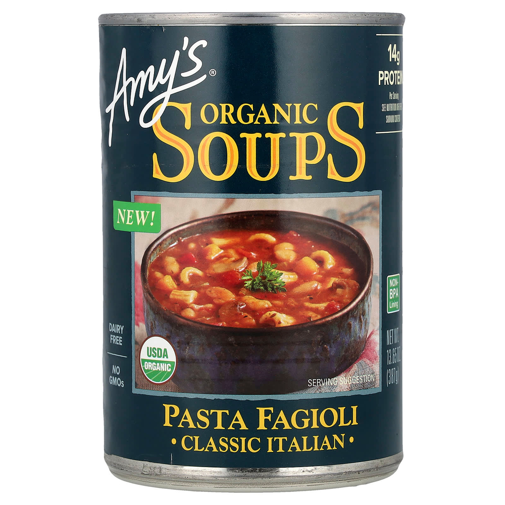 Amy's, Organic Soups, паста фаджоли, классическая итальянская, 387 г (13,65 унции)